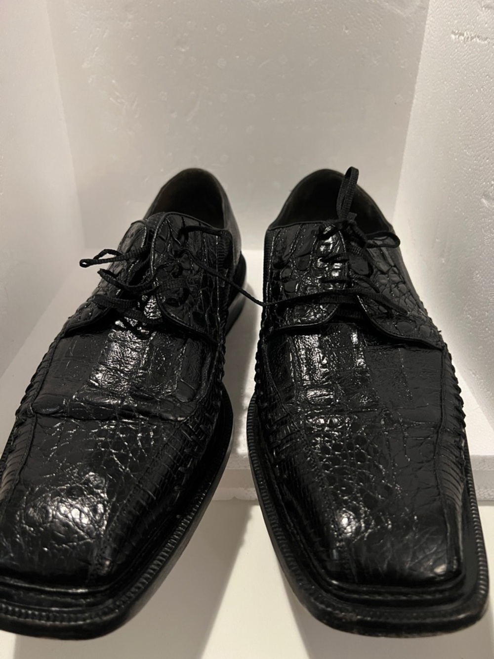 Men's Black 100% Crocodile Exotic Leather Derby Shoes